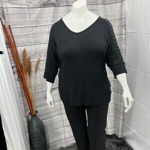 Apt. 9 Black Studded Top – Size 1X
